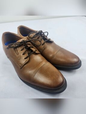 Clarks Collection Men's 8 M Brown Leather Cap-Toe Lace-Up Oxfords